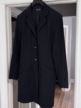 🖤 Tall Girl Black Pinstripe Longline Blazer Jacket | Career Chic Tailored ✨🖤